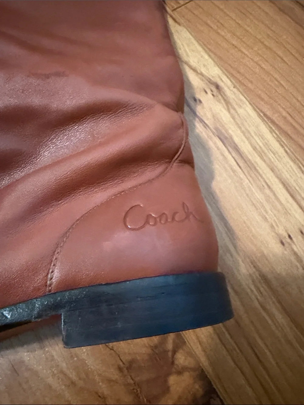 Coach Cognac Leather Fold-Over Riding Boots